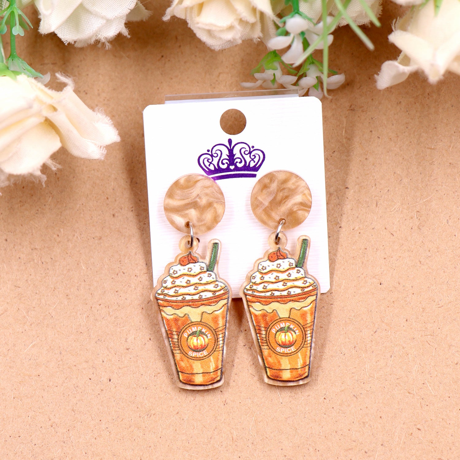 Wholesale Thanksgiving earrings holiday acrylic pumpkin coffee cup earrings earrings